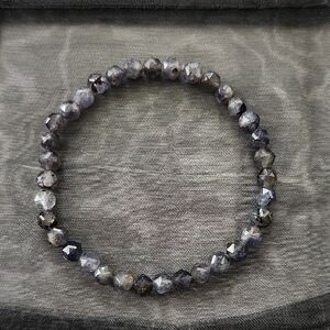 Tanzanian Lolite Faceted Beaded Bracelet in Gray and Black